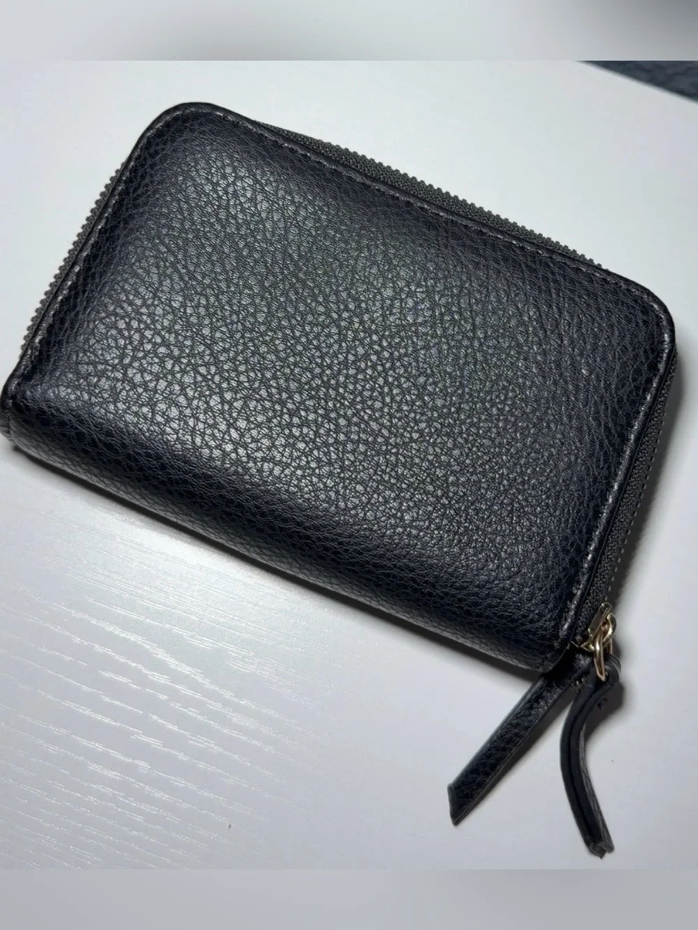 Juicy Couture Black Pebbled Zip Card Holder with Gold & Silver Logo
